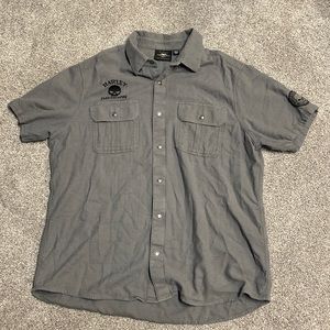 Harley Davidson Motor Cycles 2XL Men’s grey Button Down Short Sleeves Shirt